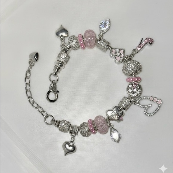 Elegant Silver and Pink Charm Bracelet - Picture 6 of 6